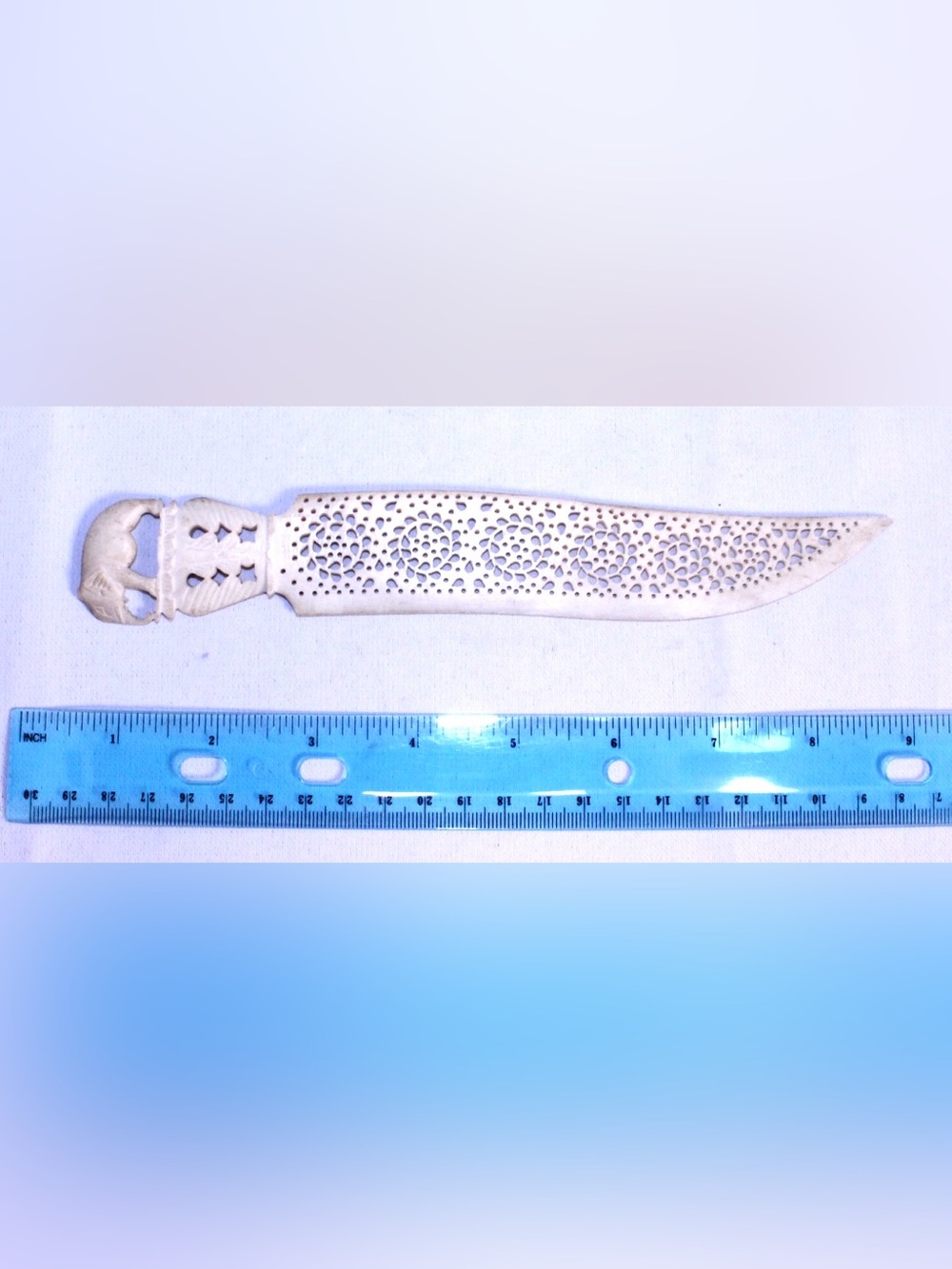 Vintage Intricately Carved Letter Opener with Elephant Motif